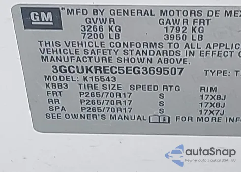 2014 Chevrolet Silverado 1500 1Lt z USA, uszkodzony, nr VIN 3GCUKREC5EG369507